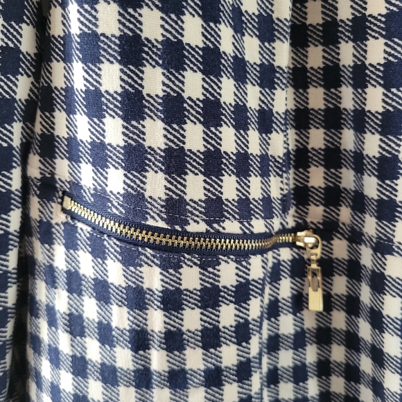 Chico's Blue White Gingham Soft Stretchy Blazer Size 2 (Large) - Picture 6 of 6